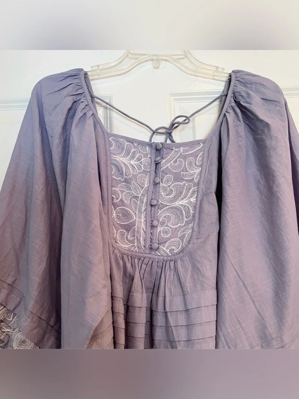 NWT Anthropologie Embroidered Lace Babydoll Blouse Small Periwinkle - Picture 5 of 7